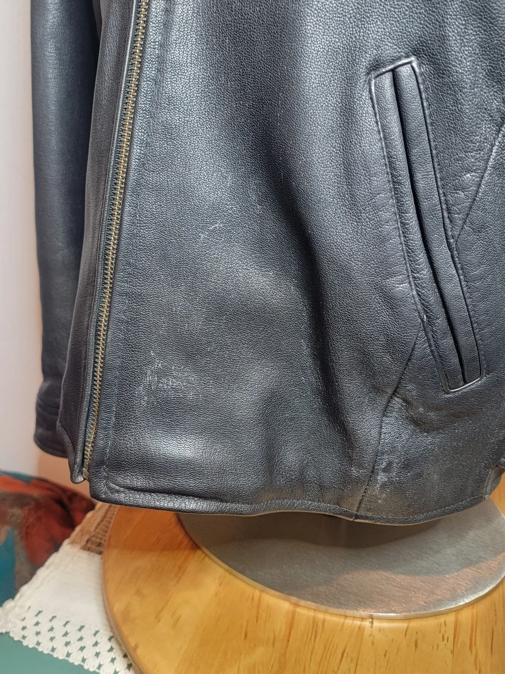 J.CREW Men's Black Leather Full Zip Quilted Lined Short Jacket Size M